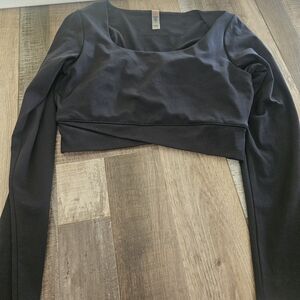 Mono B Black Long Sleeve Crop Top